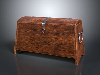 Vintage Wooden Trunk With Metal Locks Handles And Classic Storage Design 3d model