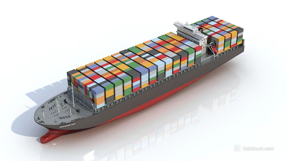 Large Container Ship Fully Loaded With Colorful Cargo Containers At Sea 3d model 