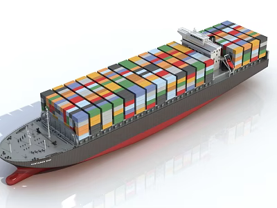 Large Container Ship Fully Loaded With Colorful Cargo Containers At Sea 3d model