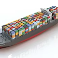 Large Container Ship Fully Loaded With Colorful Cargo Containers At Sea 3d model