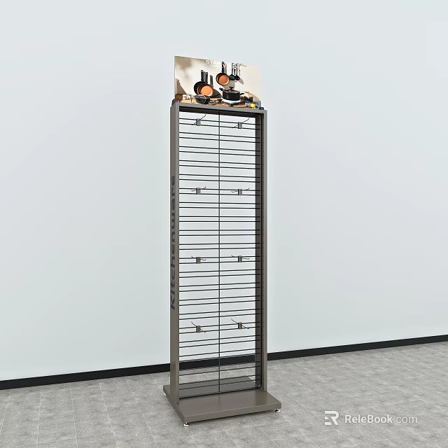 Sturdy Metal Display Rack With Multiple Layers And Decorative Items On Top 3d model