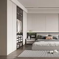 Modern Bedroom Interior Design With Platform Bed Wardrobe Desk And Neutral Tones