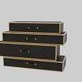 Console Table Decorative Boxes With Brown Leather Texture And Brass Trim Handles