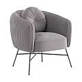 Elegant Grey Velvet Single Sofa With Pleated Design And Metal Legs