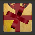 Yellow Decorative Gift Box With Red Ribbon Bow And Heart Star Patterns