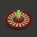 Roulette Wheel Household Item With Red White Compartments Wooden Base And Metal Components