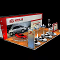 KIA Car Exhibition Booth Display With Various Colored Models And Lighting Setup