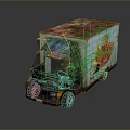 Old Food Truck With Rusty Roof And Colorful Graffiti FOOD Illustration