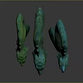 Green And Blue Two Headed Dragon Sculpture With Glowing Eyes And Coiled Body