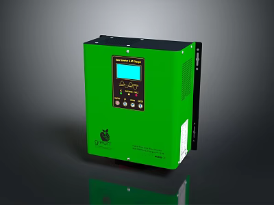 Green Industrial Solar Power Inverter with LCD Display and Control Panel for Efficient Energy Conversion 3d model