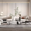 Quiet sofa tea table combination 3d model