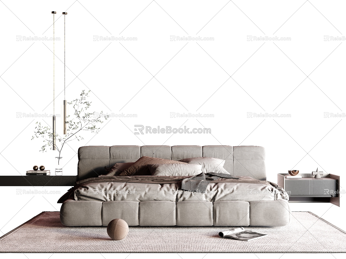 Post-modern double bed 3d model