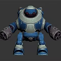 Game and Movie Character Robot With Blue White Body Red Eyes And Purple Arm Accents