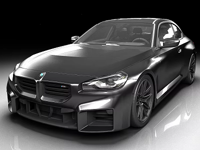 Sleek Black Sports Car Exterior With Modern Front Grille And Alloy Wheels 3d model