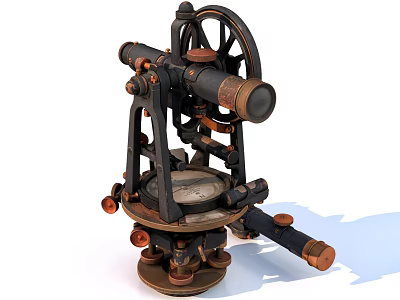 Vintage Industrial Measuring Equipment Featuring Metal Dial And Telescopic Lens With Supporting Feet 3d model
