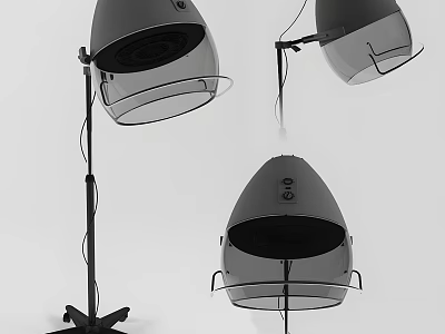 Hair Dryer Hood Stand In Gray With Transparent Design And Multiple Angles For Home Use 3d model
