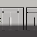 Modern Glass Doors With Black Frames And Green Plant In Interior