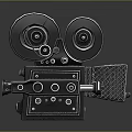 Vintage Electronic Film Camera Featuring Dual Reels And Classic Mechanical Design