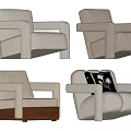 Middle Ancient Style Single Sofa Combination 3d model
