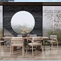 New Chinese Dining Table and Chair Combination Dining Table and Chair 3d model