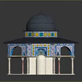 Traditional Dome Building Featuring Colorful Tile Decoration Octagonal Structure White Base And Columns