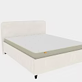 Double Bed with Beige Frame Simple Design Mattress Diamond Stitching and Black Legs