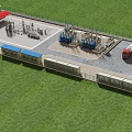 Industrial Plant With Modern Facilities Storage Tanks Pipelines Trucks And Green Lawn