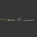 3D City Model Layout With Streets Buildings Green Spaces And Trees