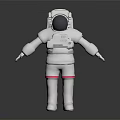 Man In White Spacesuit With Black Helmet And Red Stripes On Legs Standing