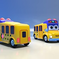 Cartoon Yellow School Bus Functional Vehicle Toys With Big Eyes Red And Blue Lights 007