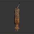 Realistic 3D Tiger Model With Striped Fur Standing Pose On Dark Background And Reflection 3d model