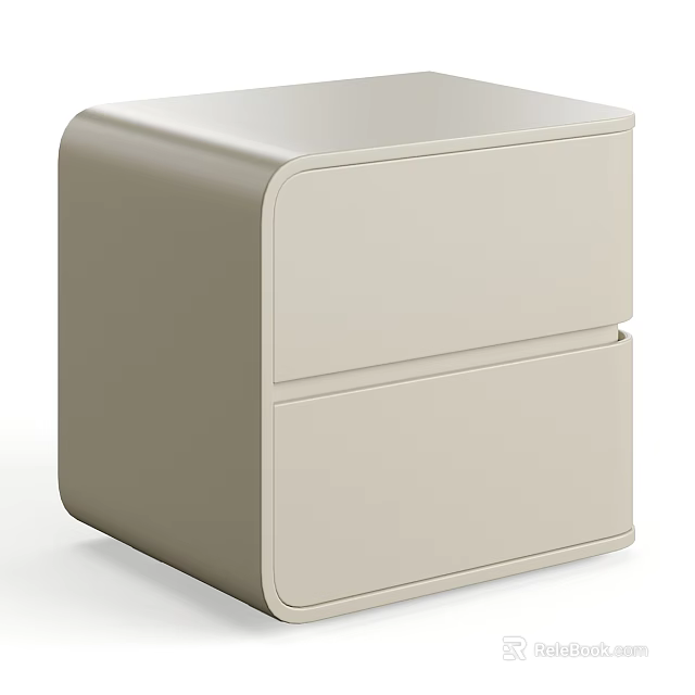 Modern Bedside Table With Two Drawers And Sleek Neutral Minimalist Design 3d model