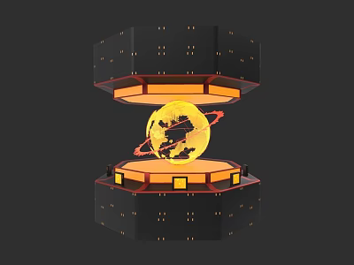 Advanced Futuristic Orbital Weapon Surrounding Earth With Circular Frame Structure 3d model