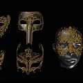 Exquisite Ornate Golden Jewelry Masks With Various Designs And Head Decorations