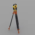 Industrial Surveying Equipment Yellow And Black Device Mounted On Orange Tripod For Precision Measurement