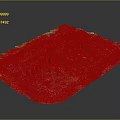 Detailed Ancient Ruins Model Scene With Red Columns Stone Walls And Green Vegetation