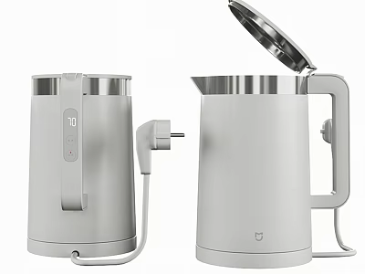 Modern White Electric Kettle With Stainless Steel Body And Open Lid Design For Daily Use 3d model