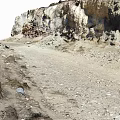Natural Rocky Canyon Landscape With Stony Dirt Path And Steep Cliff Walls