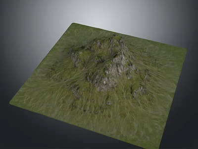 Natural Green Grassland Scenery Featuring Rocky Mountain And Rolling Terrain 3d model