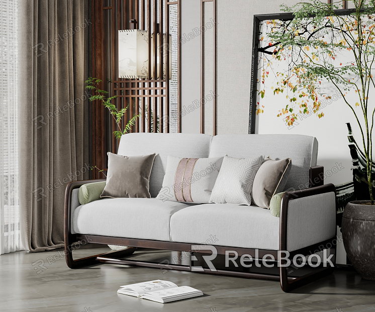 New Chinese-style double sofa double sofa model