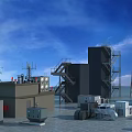Industrial Equipment Arrangement With Water Tower Control Cabinets Staircases And Generators