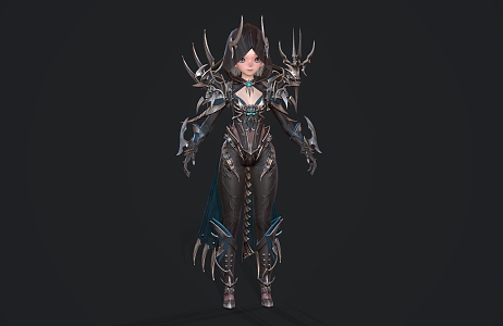 Game female warrior anime characters 3d model