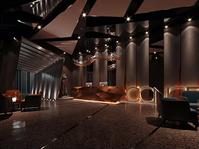 Modern KTV Lobby With Luxurious Decor Chandelier Sofa Seating And Ambient Lighting 3d model