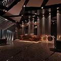 Modern KTV Lobby With Luxurious Decor Chandelier Sofa Seating And Ambient Lighting