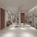 Minimalist Clothing Store Interior Design With Mannequin Clothing Racks Sofa Plants And Lighting