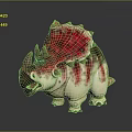 Cartoon Triceratops Figure With Red White Coloration Horns Open Mouth And Decorative Back Plates
