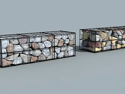 Modern gabion wall 3d model Modern gabion wall 3d model