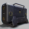 Black Tactical Weapon Storage Case With Carbon Fiber Texture And Golden Insignia Design