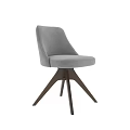 Gray Upholstered Single Chair With Modern Design And Wooden Tripod Base
