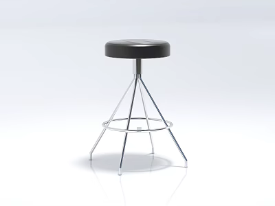 Modern Bar Stool With Sleek Metal Frame And Black Cushioned Seat 3d model